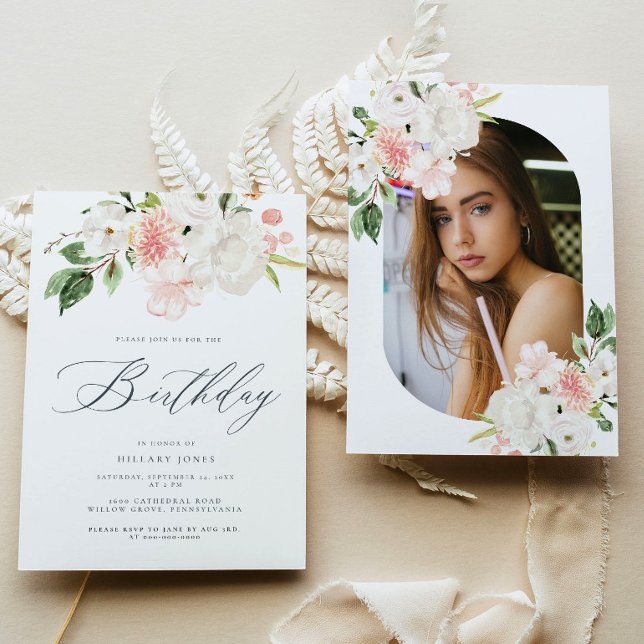 Pink Floral Garden Birthday Celebration Party Invitation (Creator Uploaded)