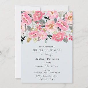 Pink Floral Garden Bridal Shower Invitation