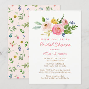 Pink Floral Garden Bridal Shower Invitation Cards