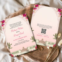 Pink Floral Garden Indian Colourful Wedding Invita