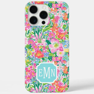 Pink Floral Garden Monogrammed iPhone 16 Pro Max Case