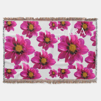 Pink Floral Garden Personalised Name All-Over Prin Throw Blanket