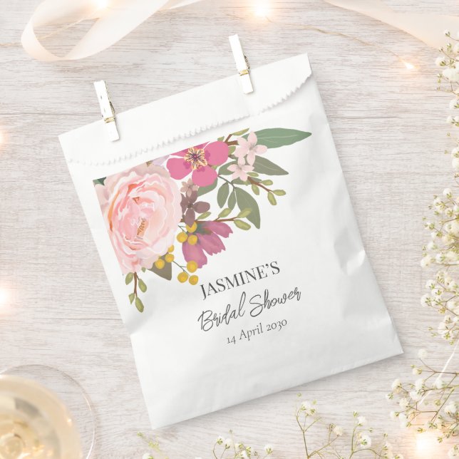 Pink Floral Garden Spring Bridal Shower  Favour Bags (Clipped)