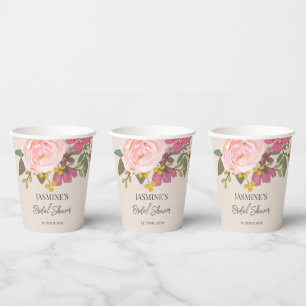 Pink Floral Garden Spring Bridal Shower  Paper Cups