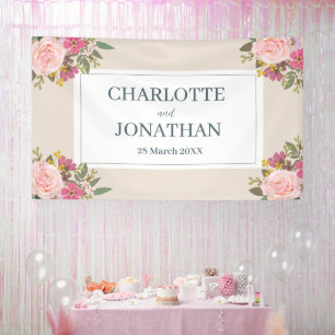 Pink Floral Garden Spring Wedding Banner