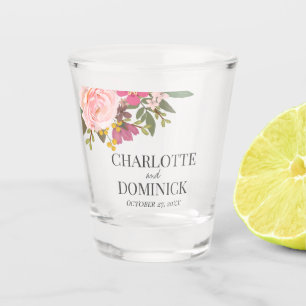 Pink Floral Garden Spring Wedding Favours Shot Glass