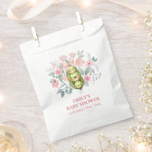 Pink Floral Garden Sweet Pea In Pod Baby Shower  Favour Bags