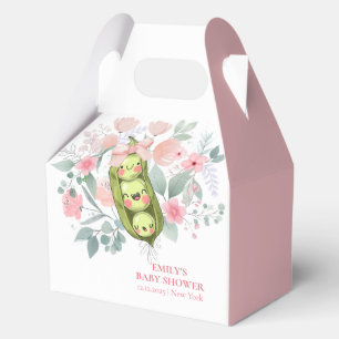 Pink Floral Garden Sweet Pea In Pod Baby Shower Favour Box