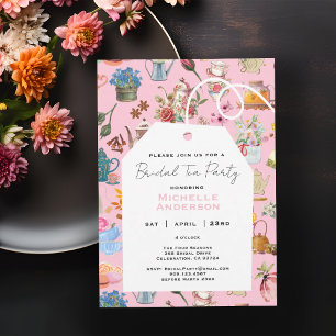 Pink Floral Garden Tea Party Bridal Shower Invitation