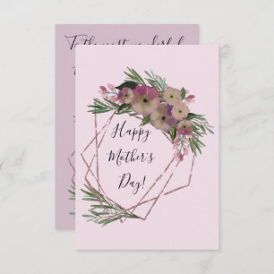 Pink Floral Geometric Mother's Day Card