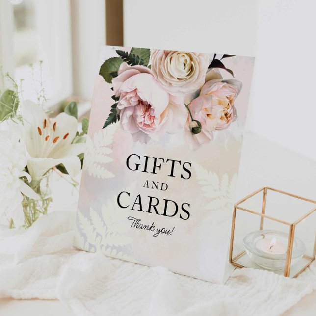 Pink Floral Gifts and Cards Bridal Shower Sign (Pink Floral Bridal Shower Gifts and Cards Sign)