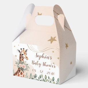 Pink Floral Giraffe Safari Baby Shower Favour Box