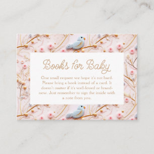 Pink Floral Girl Baby Shower Book Request Enclosure Card