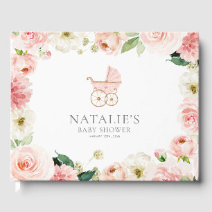 Pink Floral Girl Baby Shower Guest Book