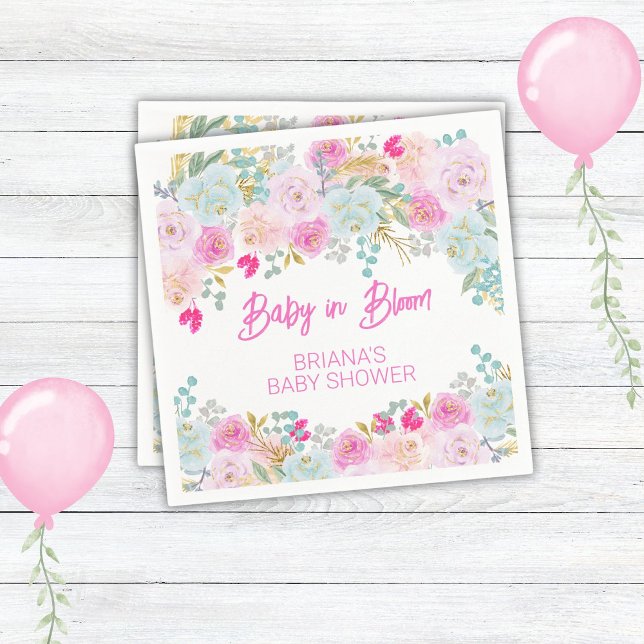 Pink Floral Girl Baby Shower Napkin (Creator Uploaded)