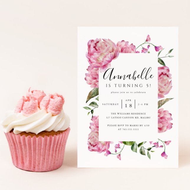 Pink Floral Girl Birthday Party Invitation (Creator Uploaded)