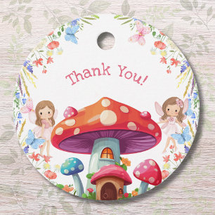 Pink Floral Girl Fairy Birthday Thank You Favour Tags