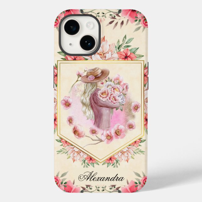 Pink Floral Girl, Spring Time Case-Mate iPhone Case (Back)