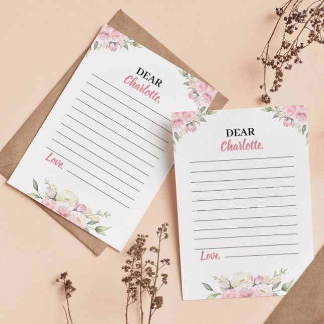 Pink Floral Girl Time Capsule Note Message Card (Creator Uploaded)