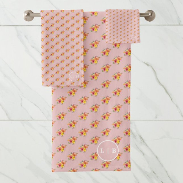 Pink Floral Girly Bath Towel Set (Creator Uploaded)