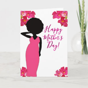 Pink Floral Glam Mum African American Mother's Day Card