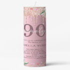 Pink Floral Glitter Budget 90 Birthday Invitation