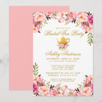 Pink Floral Gold Bridal Shower Tea Party