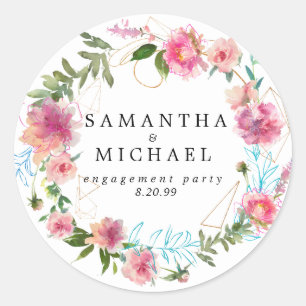 Pink Floral & Gold Engagement Party Envelope Seal