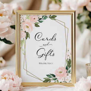 Pink Floral Gold Geometric Cards And Gifts Sign 