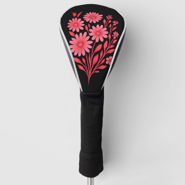 Pink Floral Golf Club Headcover  (Front)