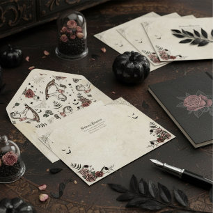 Pink Floral Gothic Vintage Rocking Horse Halloween Envelope