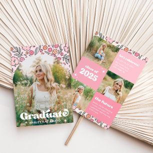 Pink Floral Graduation Invitation
