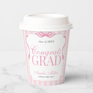 Pink Floral Graduation Paper Cups