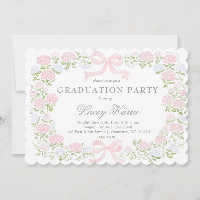 Pink Floral Graduation Party Invitation (Front)