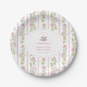 Pink Floral Grandmillennial Bridal Tea Party  Paper Plate