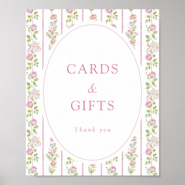 Pink Floral Grandmillennial Cards & Gifts Poster (Front)