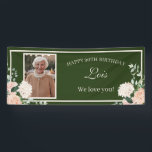 Pink Floral Green 90th Birthday Banner<br><div class="desc">Celebrate with this blush pink theme birthday banner. Pop in your favourite photo,  add the birthday girl's name,  and that's all there is to it. We'll take it from there!</div>