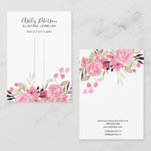 Pink floral green hair clip barrette display business card