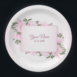 Pink Floral Green Leaves Elegant Wedding Party Paper Plate<br><div class="desc">Pink Floral Green Leaves Elegant Wedding Party Paper Plates. Unique,  beautiful,  stylish design. Easy to be personalized. Font style,  size and colors can be changed. Matching items available.</div>