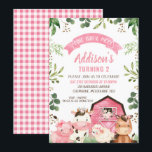 Pink Floral Greenery Farm and Barn Birthday Invitation<br><div class="desc">Pink Floral Greenery Farm and Barn Birthday Invitation Cute farm themed birthday invitation featuring a pink barn, pig, cow, lamb and horse. This farmyard birthday invitation also features some lovely small floral arrangements and foliage around the edges. This farm birthday invitation design is a cute way to set the scene...</div>
