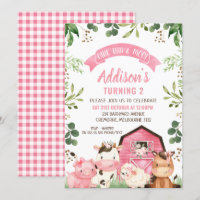 Pink Floral Greenery Farm and Barn Birthday