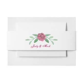 Pink Floral Greenery Foliage Invitation Belly Band