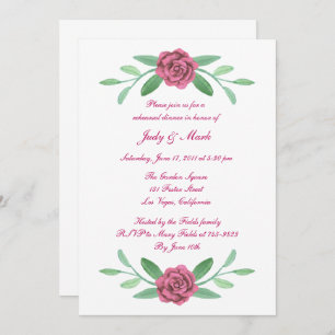 Pink Floral Greenery Foliage Rehearsal Dinner Invitation