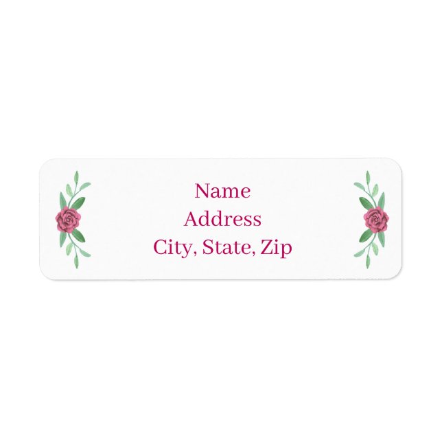 Pink Floral Greenery Foliage Return Address Label (Front)