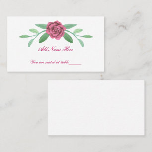 Pink Floral Greenery Foliage Table Flat Place Card