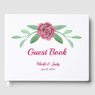 Pink Floral Greenery Foliage Wedding Guest Book