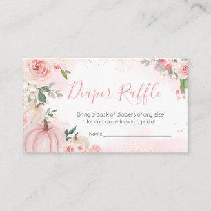 Pink Floral Greenery Little Pumpkin Diaper Raffle Enclosure Card