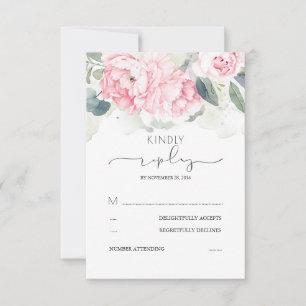 Pink Floral Greenery Splashes Wedding RSVP