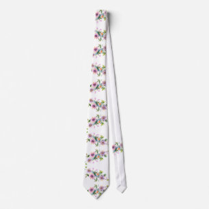 Pink Floral Groom Wedding Tie