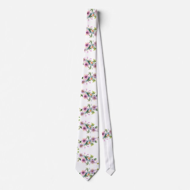 Pink Floral Groom Wedding Tie (Front)